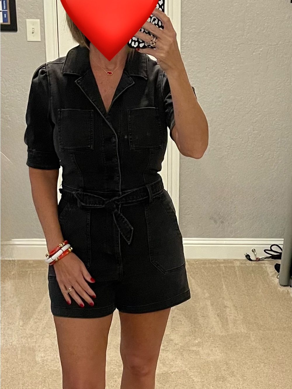 Black denim romper